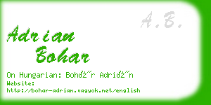 adrian bohar business card